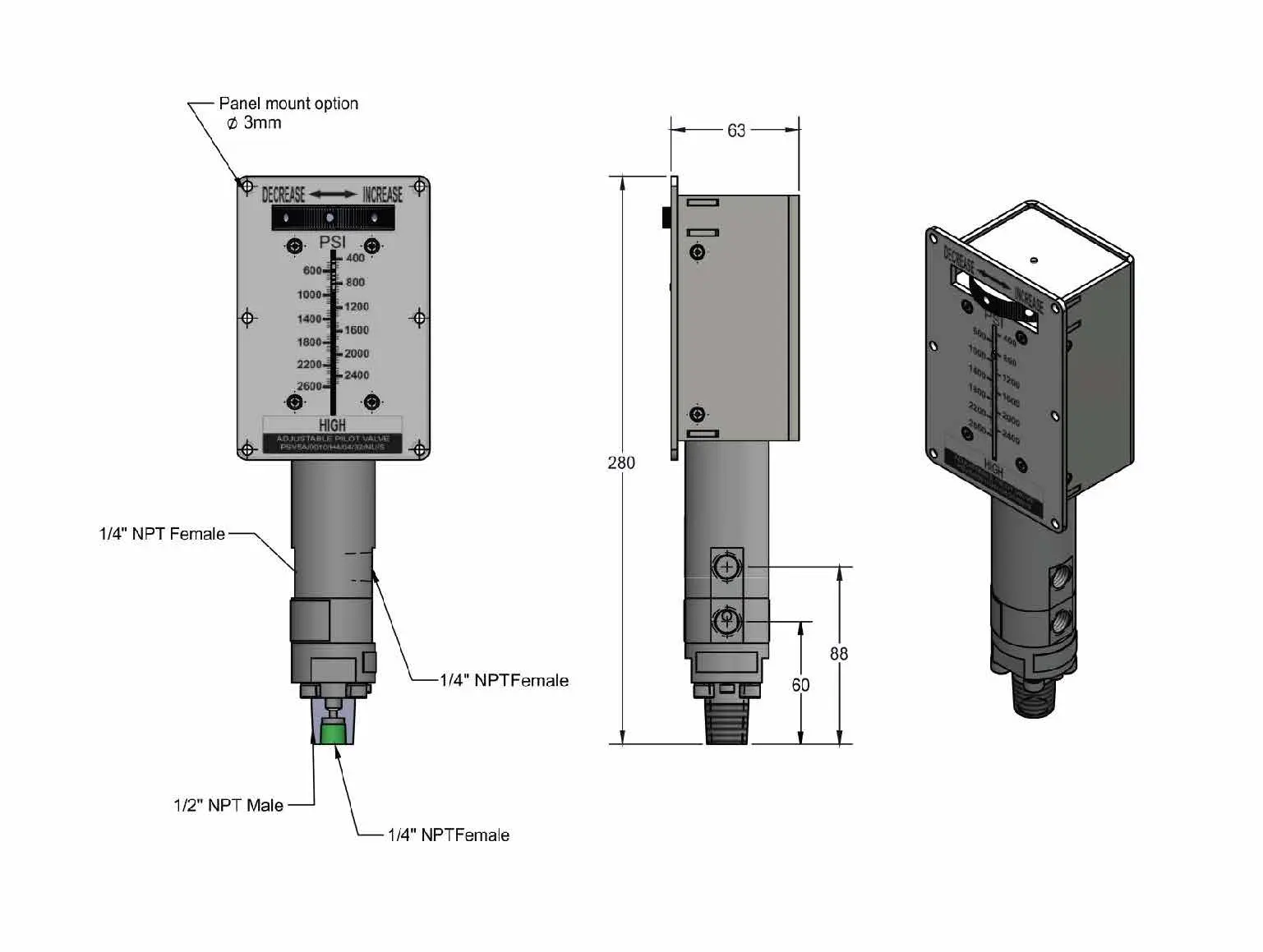 Linear Scale Type Adjustable Pilot Valves